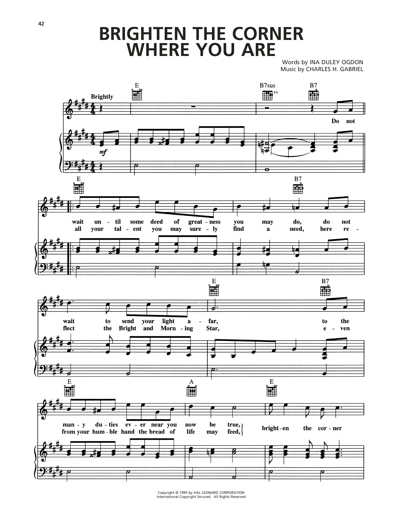 Ella Fitzgerlad Brighten The Corner Where You Are Sheet Music