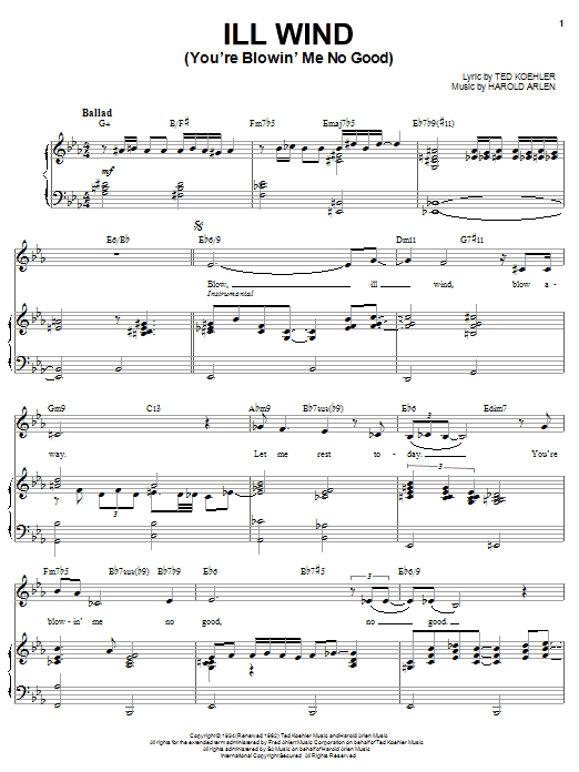Ella Fitzgerald Ill Wind (You're Blowin' Me No Good) Sheet Music
