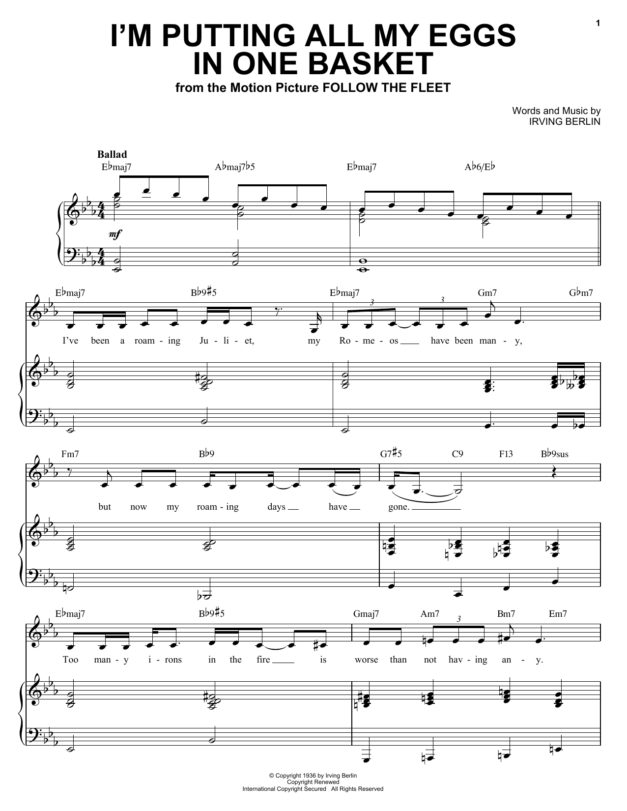 Ella Fitzgerald I'm Putting All My Eggs In One Basket Sheet Music