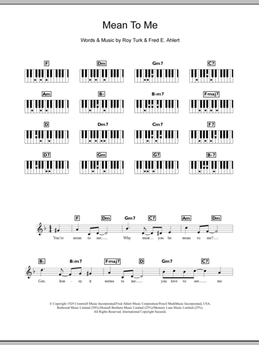 Ella Fitzgerald Mean To Me (from Love Me Or Leave Me) Sheet Music