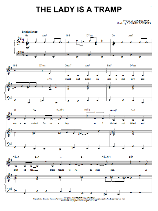 Ella Fitzgerald The Lady Is A Tramp Sheet Music