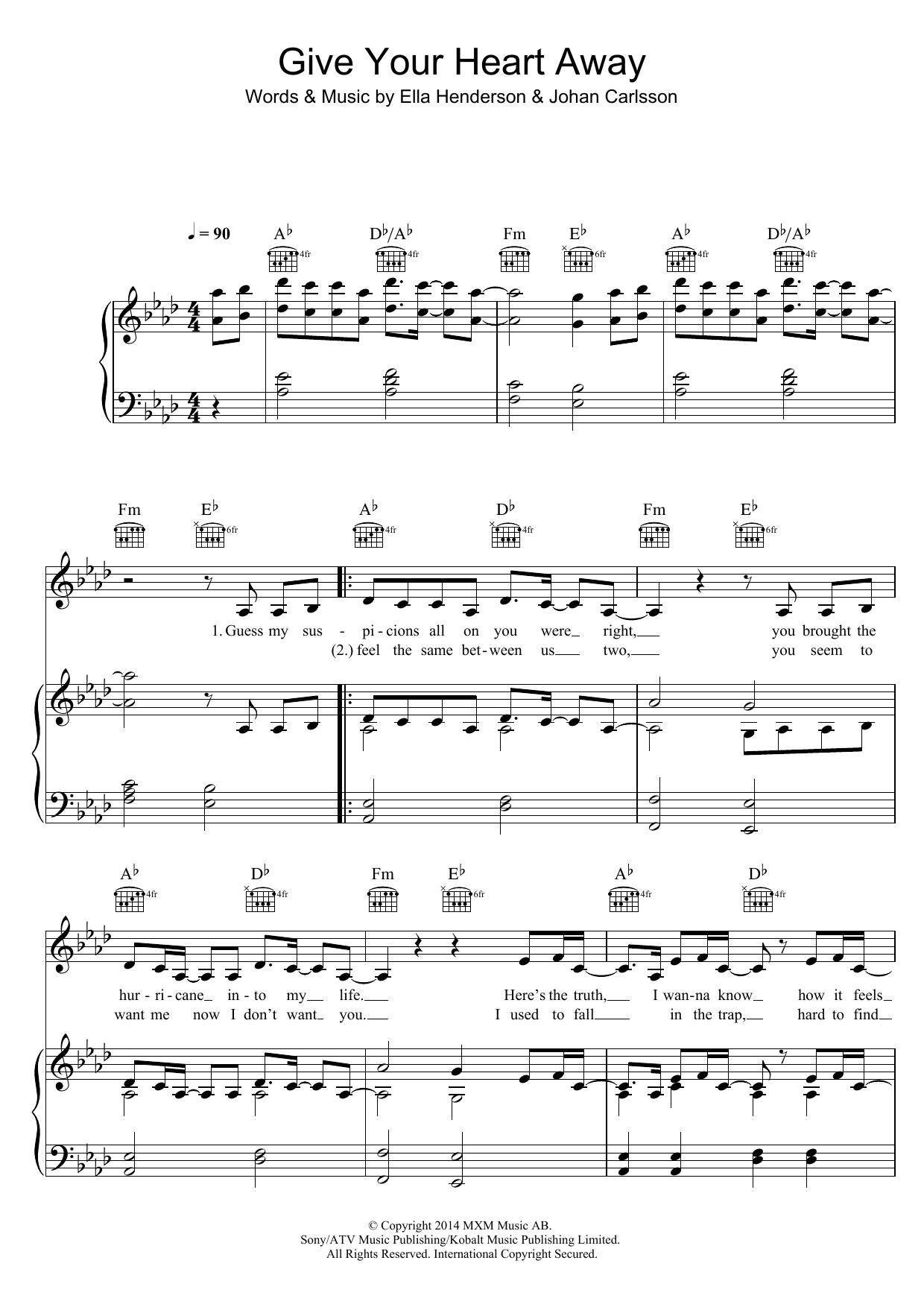 Ella Henderson Give Your Heart Away Sheet Music