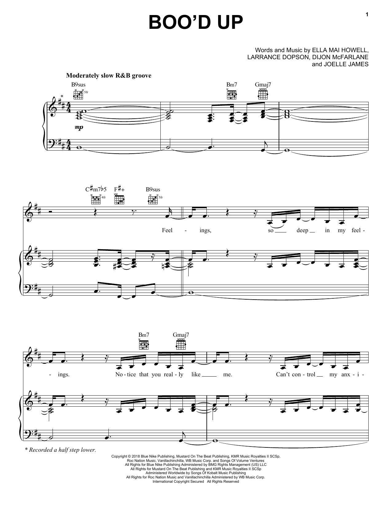 Ella Mai Boo'd Up Sheet Music