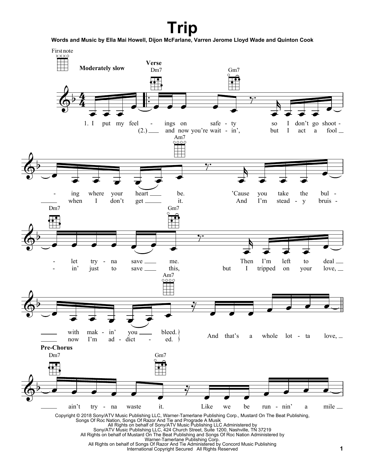 Ella Mai Trip Sheet Music