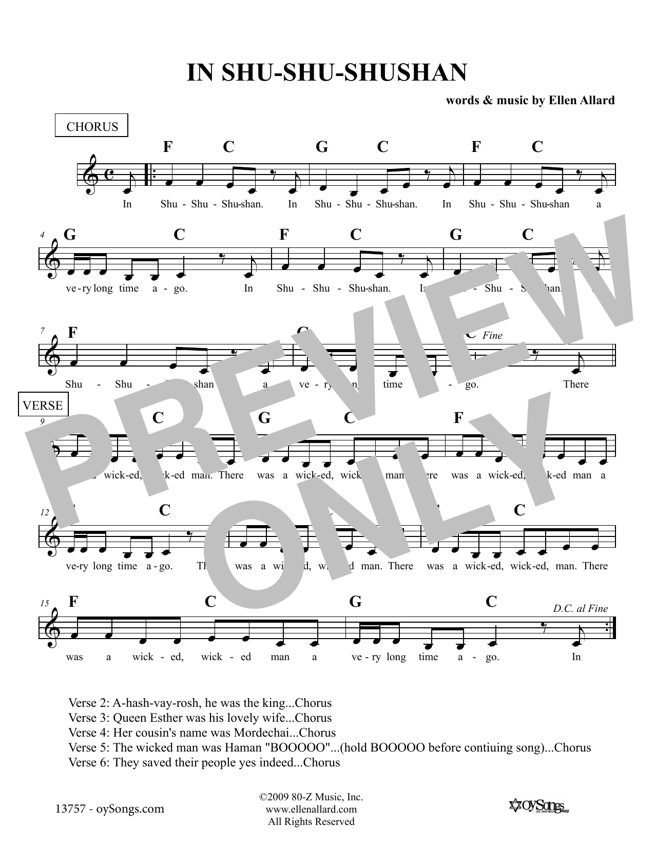 Ellen Allard In Shu Shu Shushan Sheet Music