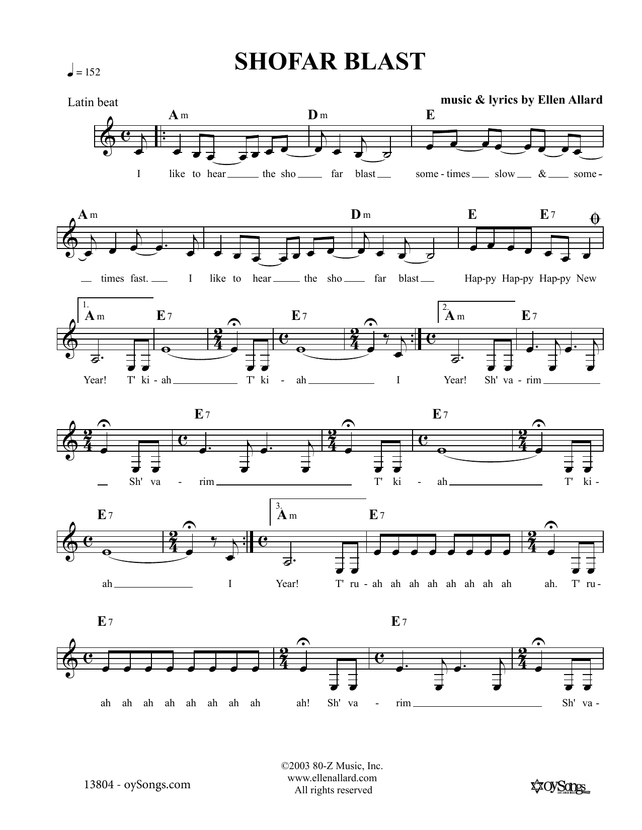 Ellen Allard Shofar Blast Sheet Music
