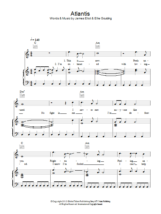 Ellie Goulding Atlantis Sheet Music