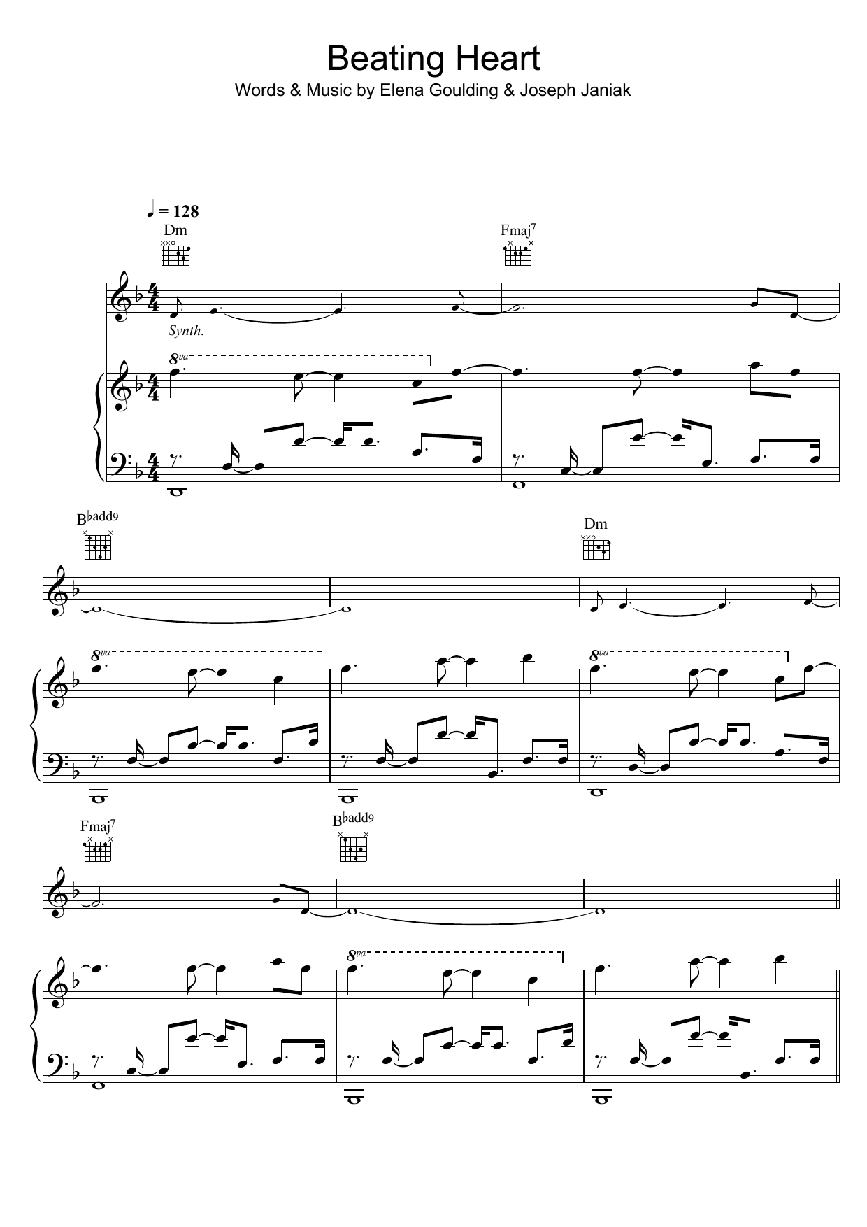 Ellie Goulding Beating Heart Sheet Music