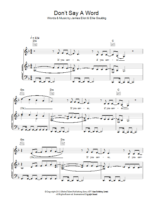 Ellie Goulding Don't Say A Word Sheet Music