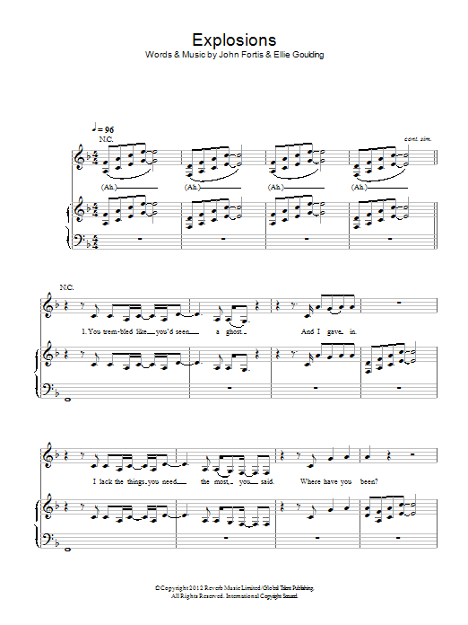 Ellie Goulding Explosions Sheet Music