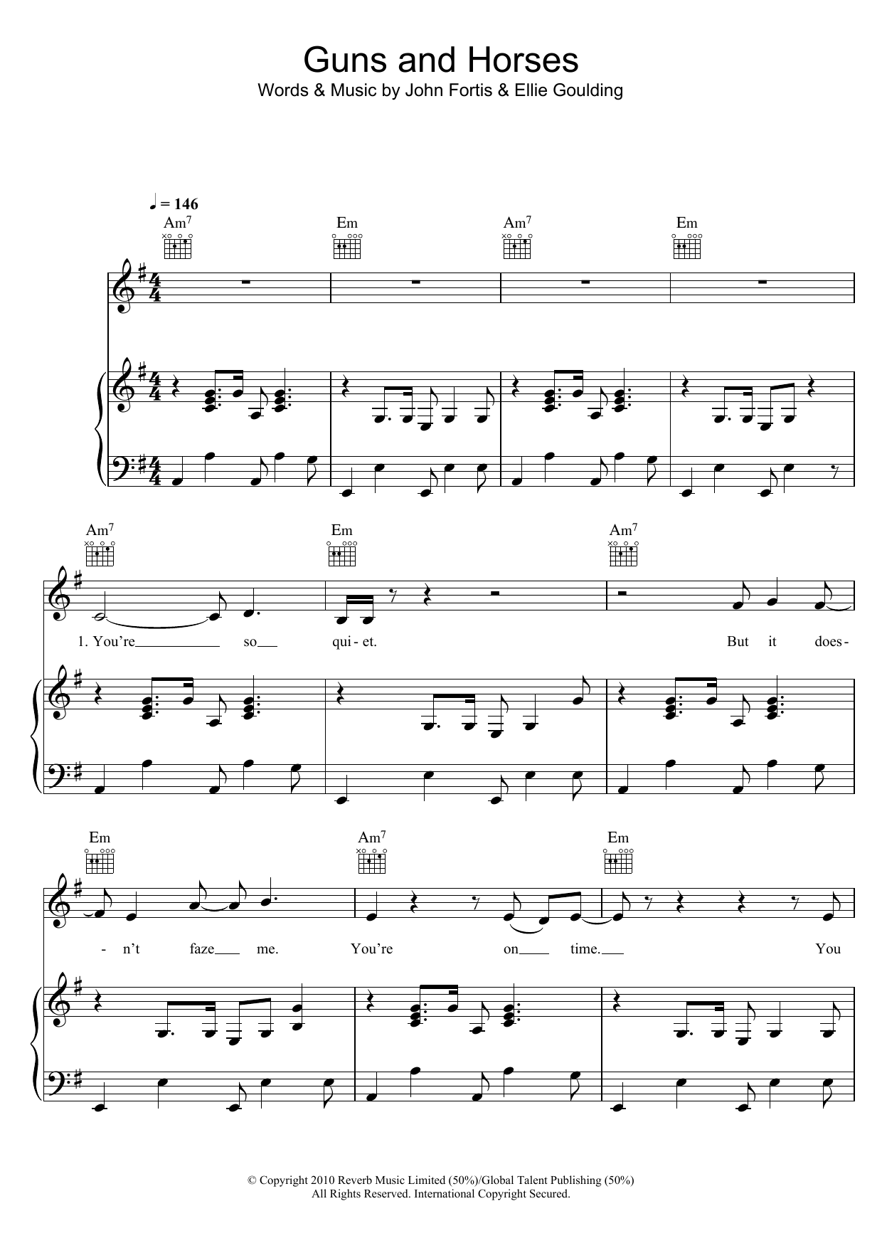 Ellie Goulding Guns And Horses Sheet Music