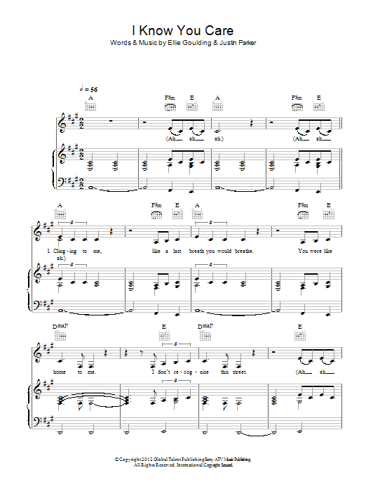 Ellie Goulding I Know You Care Sheet Music