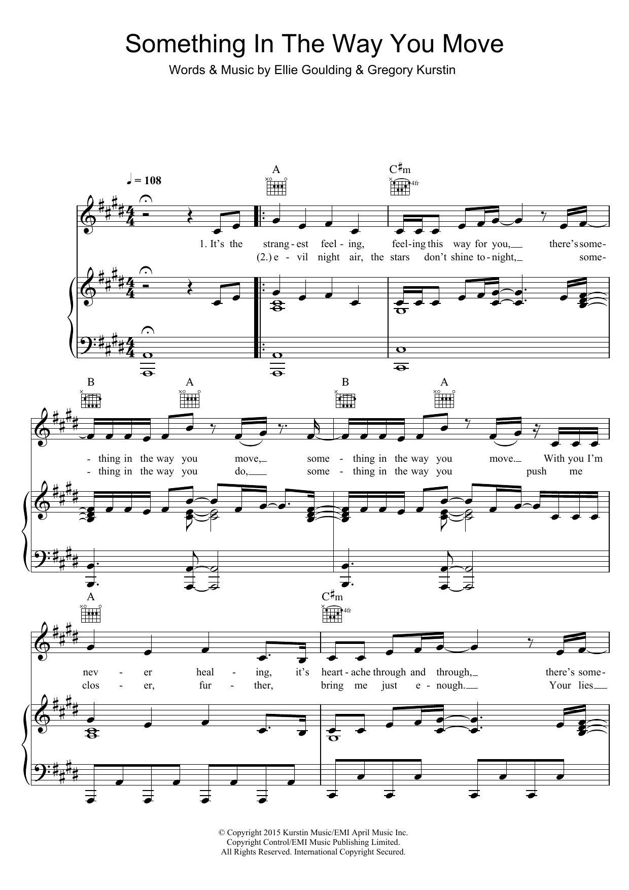 Ellie Goulding Something In The Way You Move Sheet Music