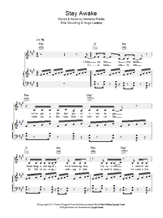 Ellie Goulding Stay Awake Sheet Music