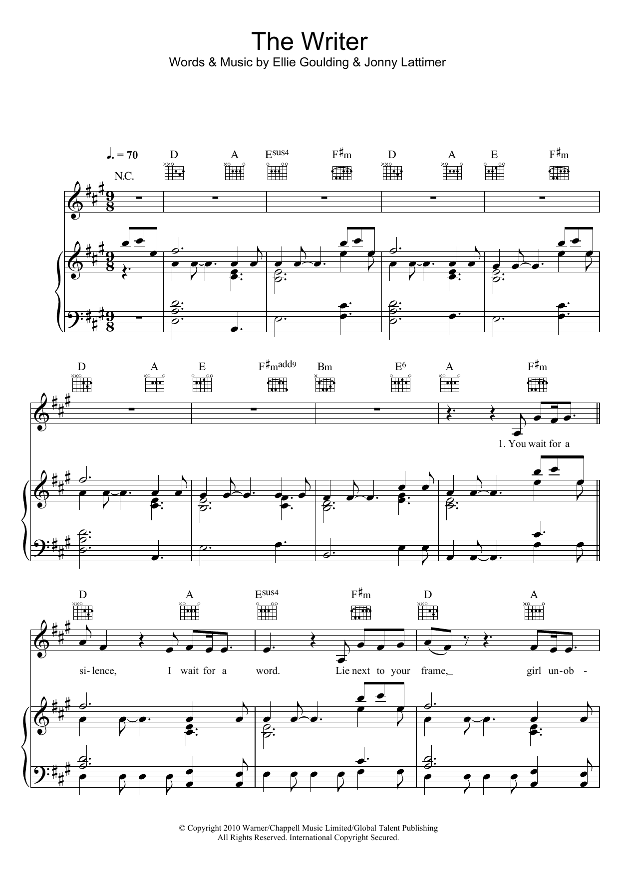 Ellie Goulding The Writer Sheet Music