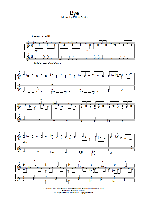 Elliot Smith Bye Sheet Music