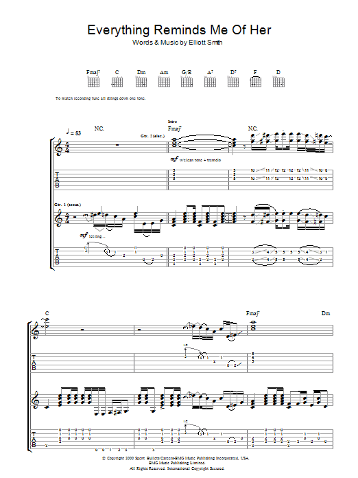 Elliott Smith Everything Reminds Me Of Her Sheet Music
