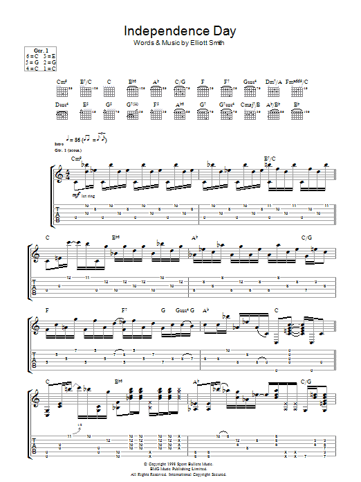 Elliott Smith Independence Day Sheet Music