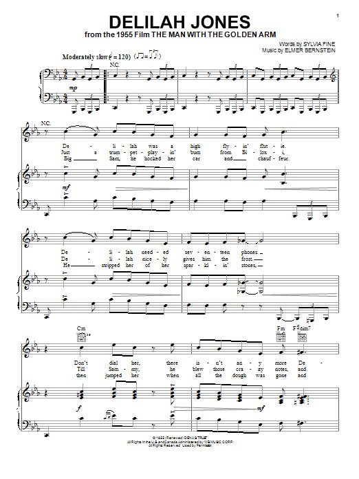 Elmer Bernstein Delilah Jones Sheet Music