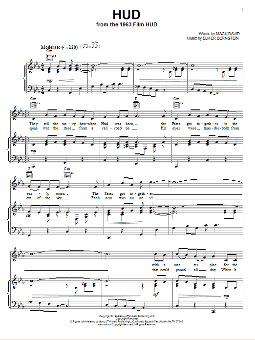 Elmer Bernstein Hud Sheet Music