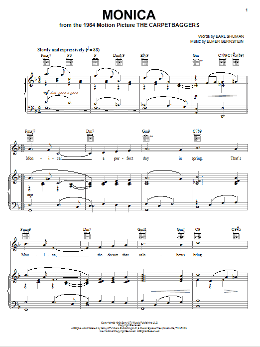 Elmer Bernstein Monica Sheet Music