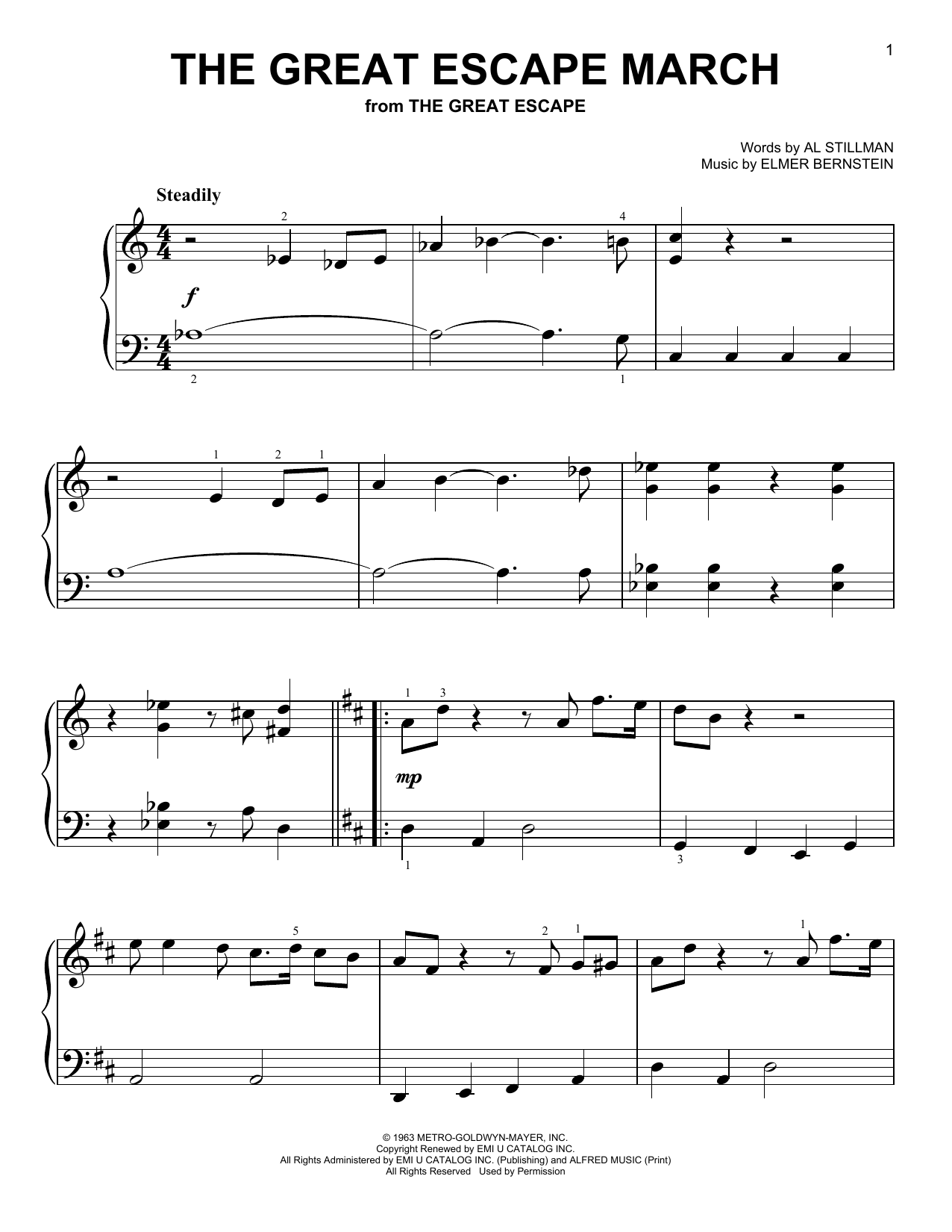 Elmer Bernstein The Great Escape March (from The Great Escape) Sheet Music