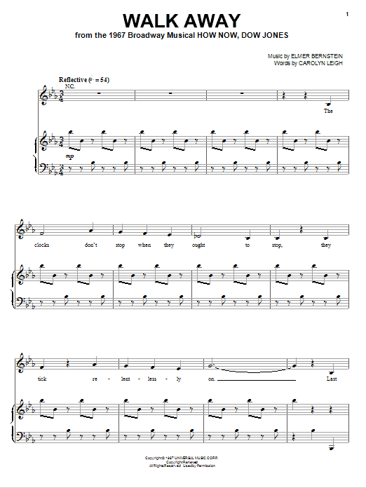 Elmer Bernstein Walk Away Sheet Music