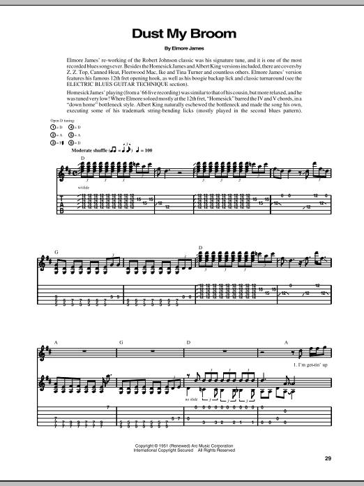 Elmore James Dust My Broom Sheet Music