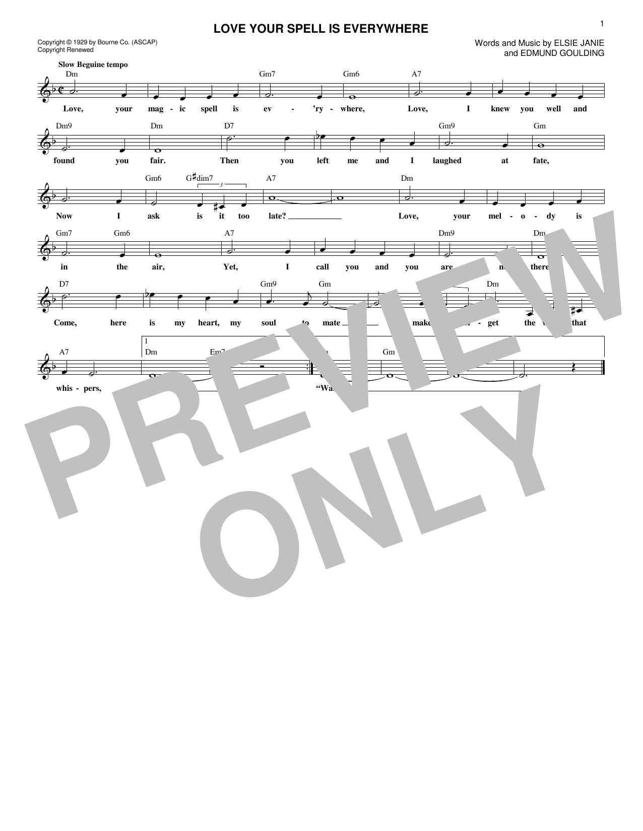 Elsie Janie Love Your Spell Is Everywhere Sheet Music