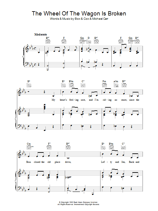 Elton Box The Wheel Of The Wagon Is Broken Sheet Music