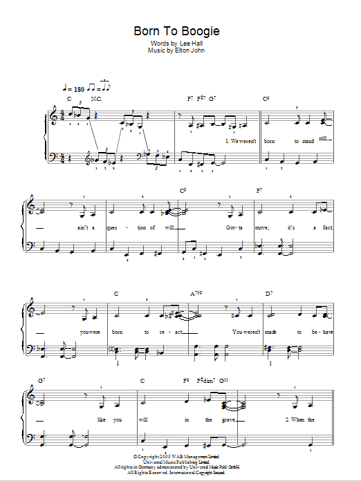 Elton John Born To Boogie Sheet Music
