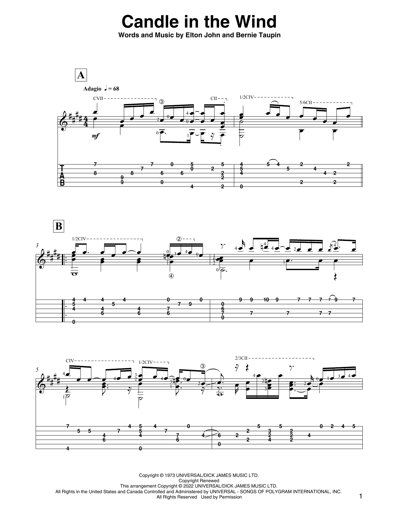 Elton John Candle In The Wind (arr. David Jaggs) Sheet Music
