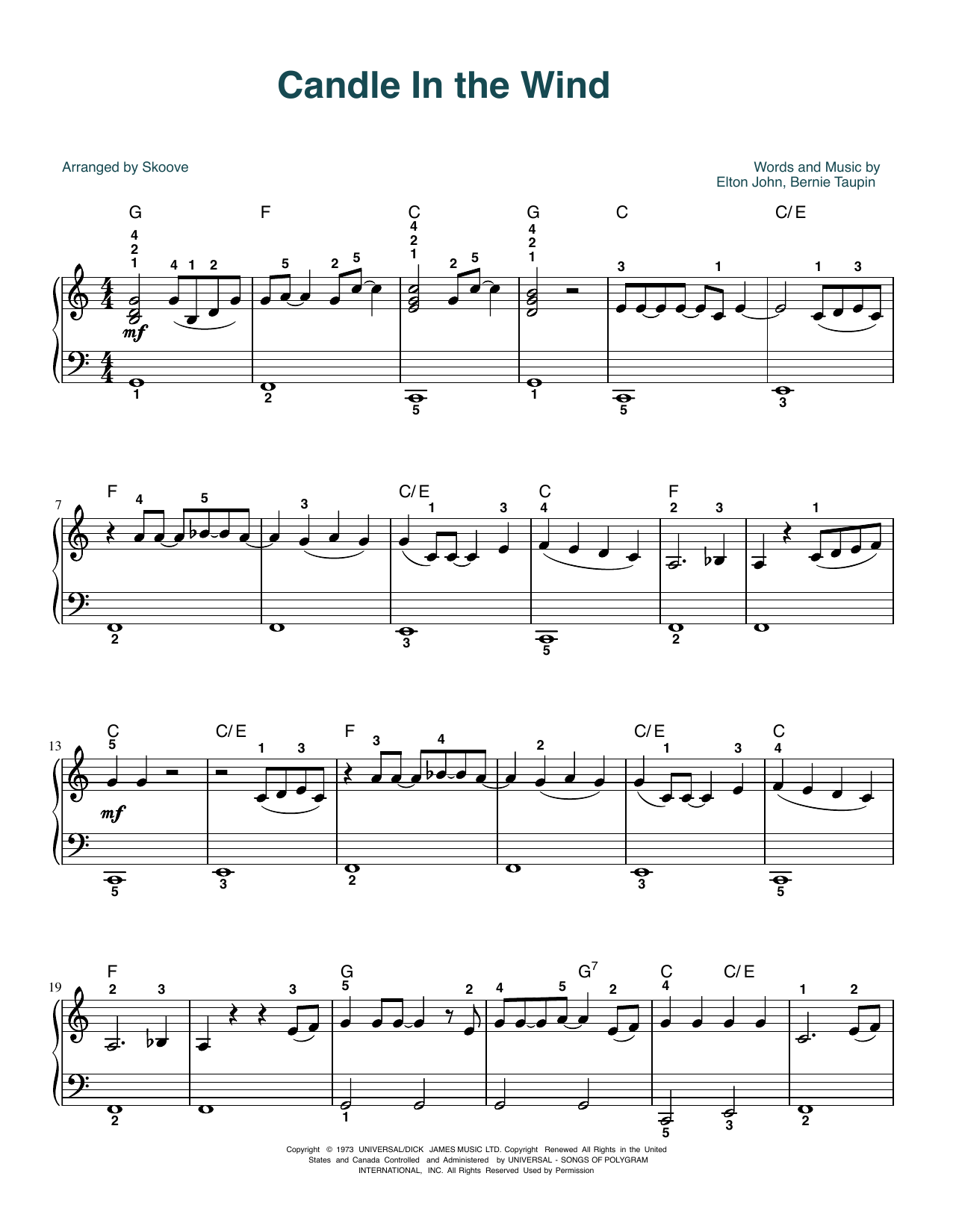 Elton John Candle In The Wind (arr. Skoove) Sheet Music