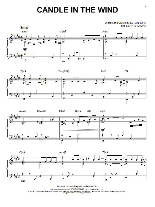 Elton John Candle In The Wind [Jazz version] (arr. Brent Edstrom) Sheet Music