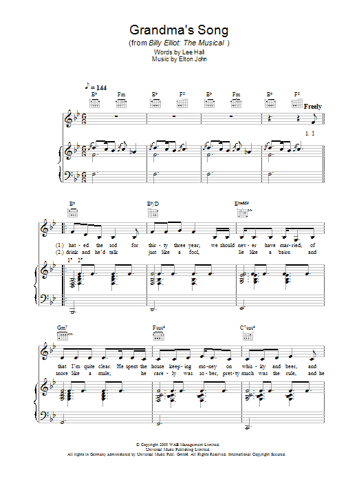 Elton John Grandma's Song Sheet Music