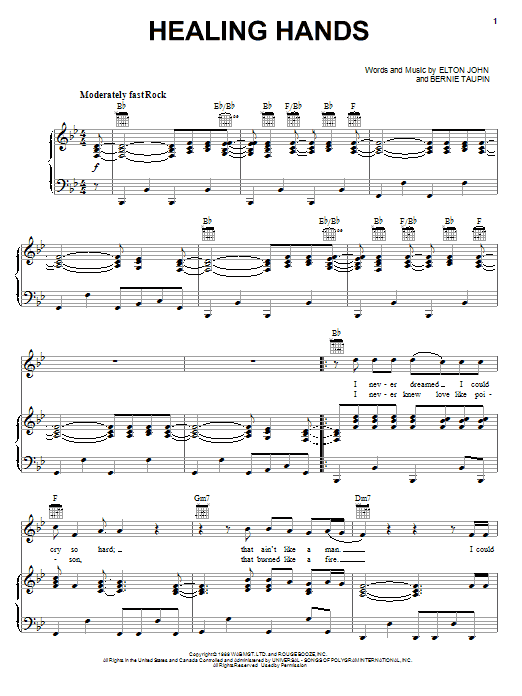 Elton John Healing Hands Sheet Music