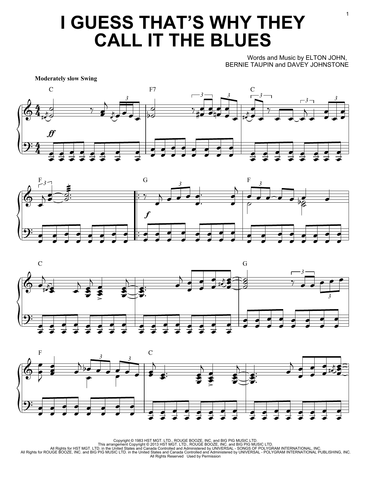 Elton John I Guess That's Why They Call It The Blues [Jazz version] (arr. Brent Edstrom) Sheet Music
