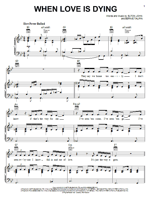 Elton John & Leon Russell When Love Is Dying Sheet Music