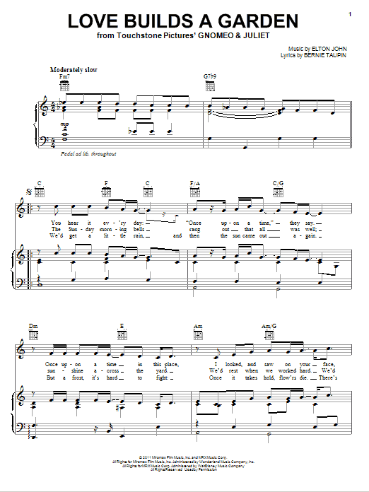 Elton John Love Builds A Garden Sheet Music