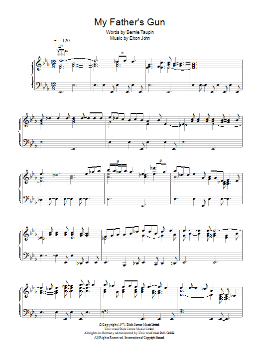 Elton John My Father's Gun Sheet Music