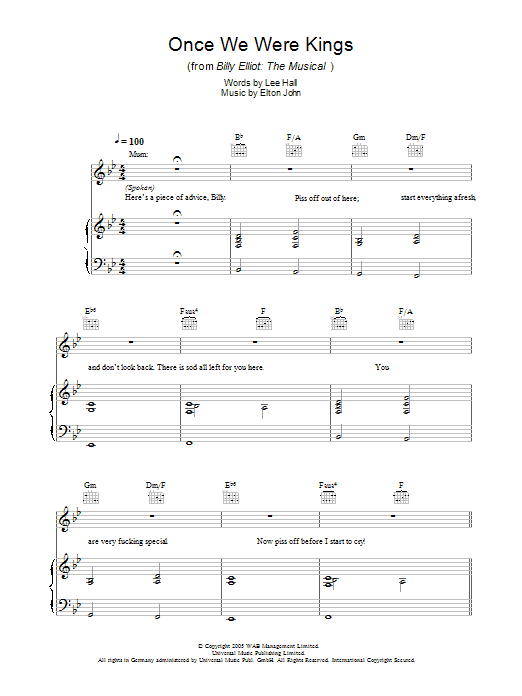 Elton John Once We Were Kings Sheet Music