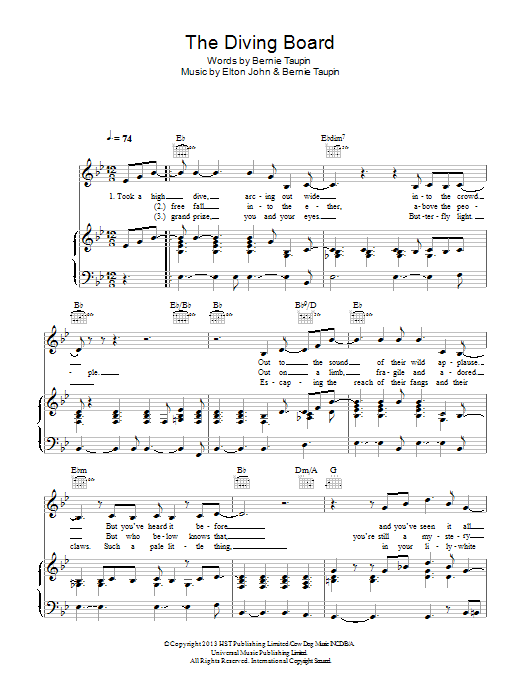 Elton John The Diving Board Sheet Music