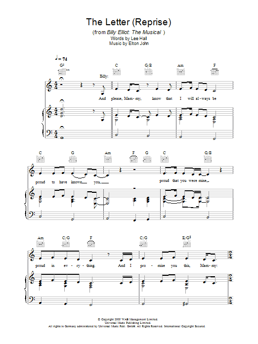 Elton John The Letter - Reprise Sheet Music