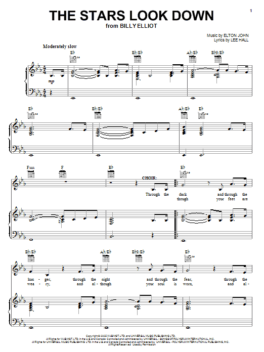 Elton John The Stars Look Down Sheet Music