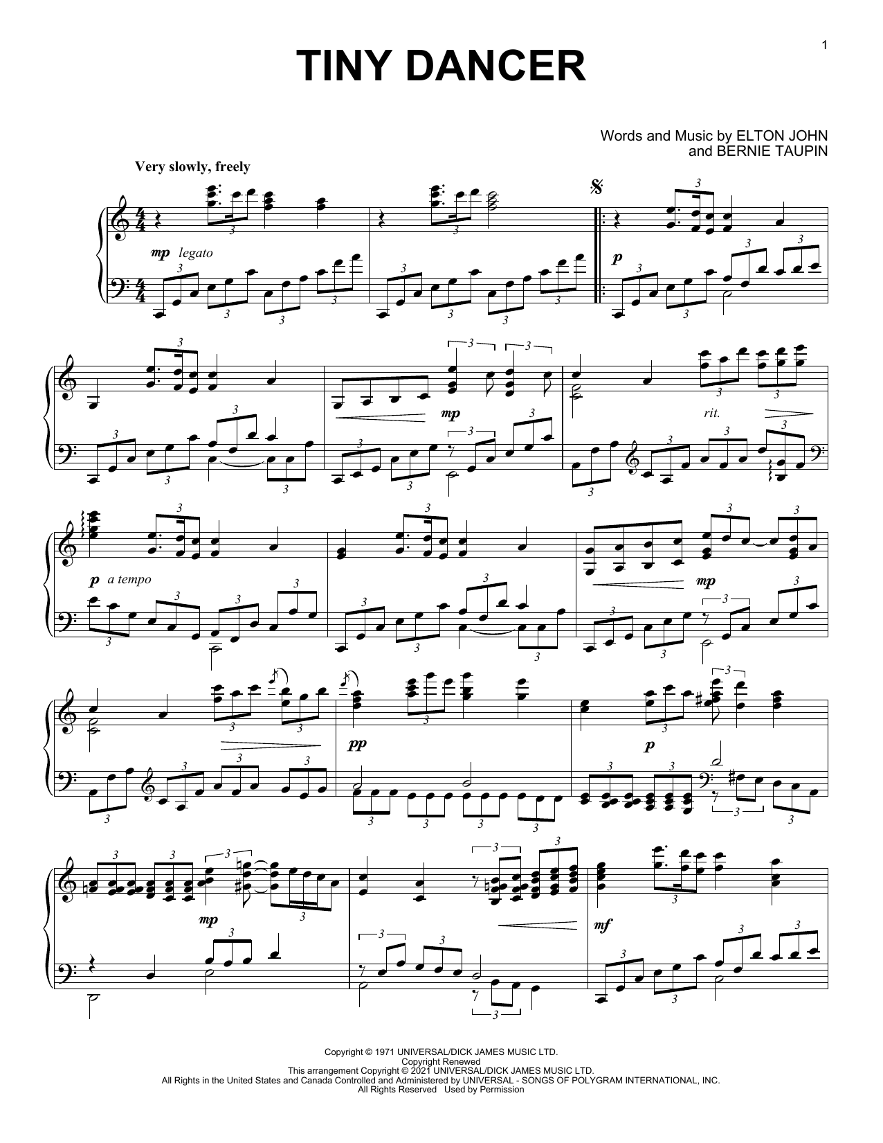 Elton John Tiny Dancer [Classical version] (arr. David Pearl) Sheet Music