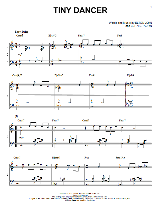 Elton John Tiny Dancer [Jazz version] (arr. Brent Edstrom) Sheet Music