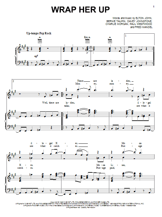 Elton John Wrap Her Up Sheet Music