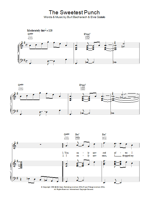 Elvis Costello & Burt Bacharach The Sweetest Punch Sheet Music