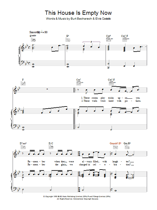 Elvis Costello & Burt Bacharach This House Is Empty Now Sheet Music