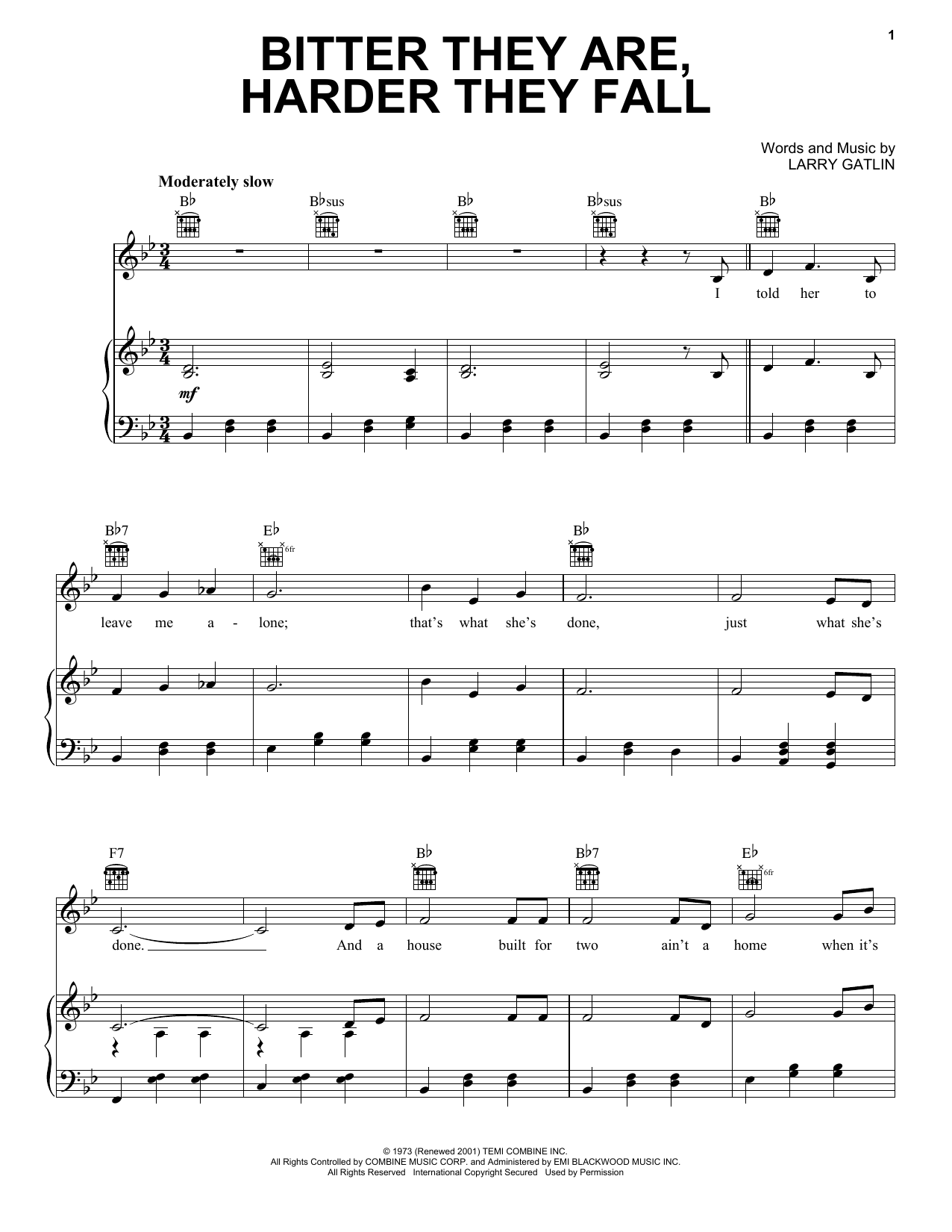 Elvis Presley Bitter They Are, Harder They Fall Sheet Music